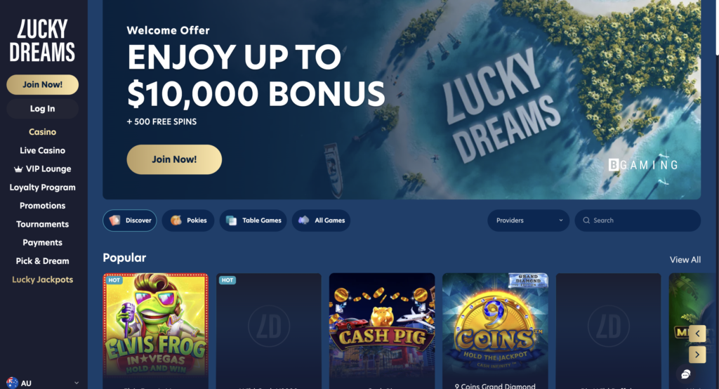 Lucky Dreams Casino welcome bonus package