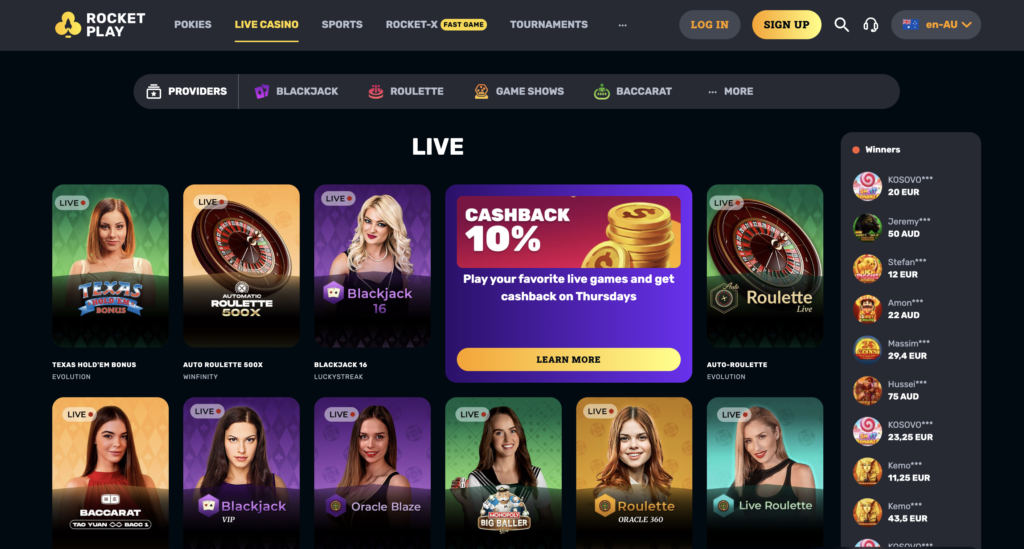 Rocket play casino games